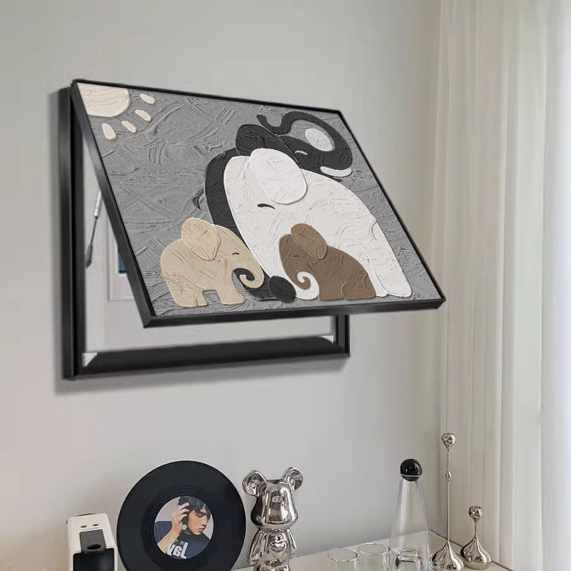 遮挡电表箱装饰画画免打孔电闸开关大象饭厅挂画画弱电箱客厅墙壁