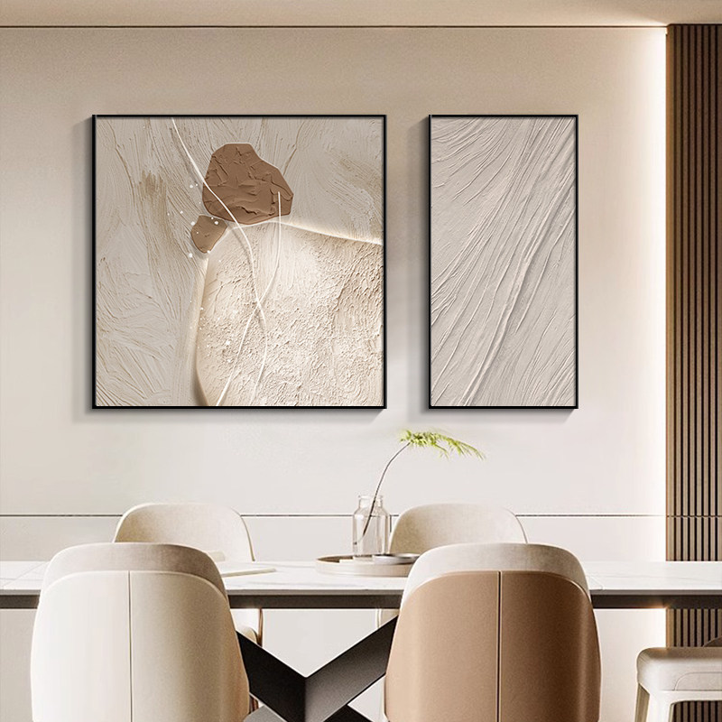 饭厅装饰画 画轻奢高级感石来运转挂画 画饭厅现代简约抽象壁画