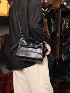 独行野兽头层植鞣牛皮真皮凯莉包腋下包新款斜挎包小包时尚潮流