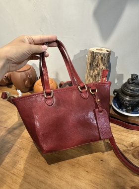 托马斯头层植鞣牛皮托特包迷你托特包菜篮子手机包手提包斜挎包