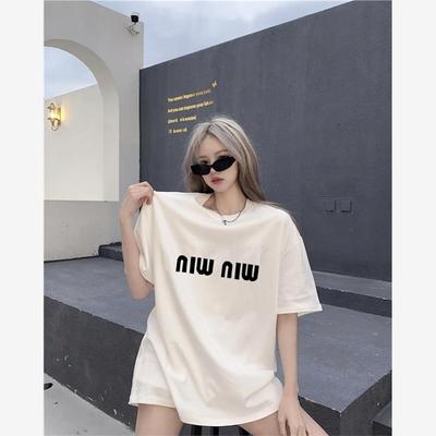 纯棉白色短袖T恤女2025夏季新款宽松韩版潮中长款上衣设计感小众