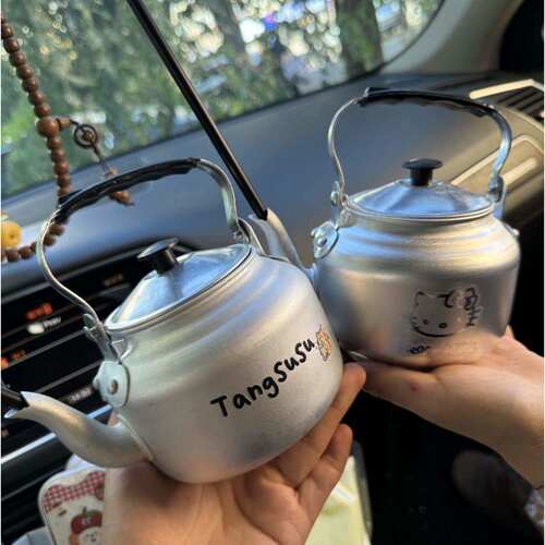 网红水吊子蛋糕水壶茶壶老式银色小猫水吊子奶茶泰奶水壶蛋糕装饰