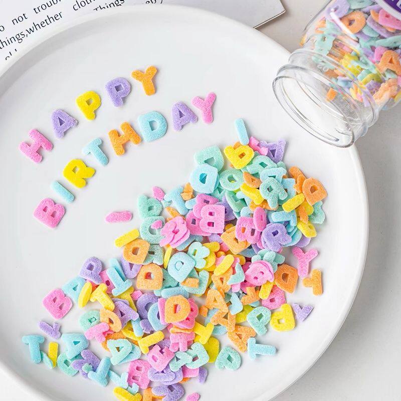 26英文字母彩色蛋糕装饰生日蛋糕烘焙糖果甜品卡通糖珠糖针点缀