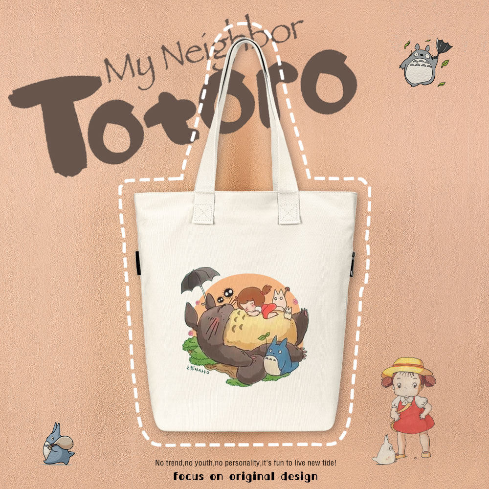 卡通龙猫日系学生大容量帆布包小清新百搭可爱少女新款单肩手提包