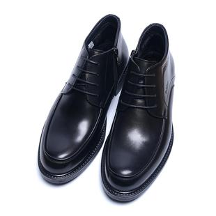 金利来男鞋2024冬季新款加绒系带商务高帮正装皮鞋男棉鞋短靴子