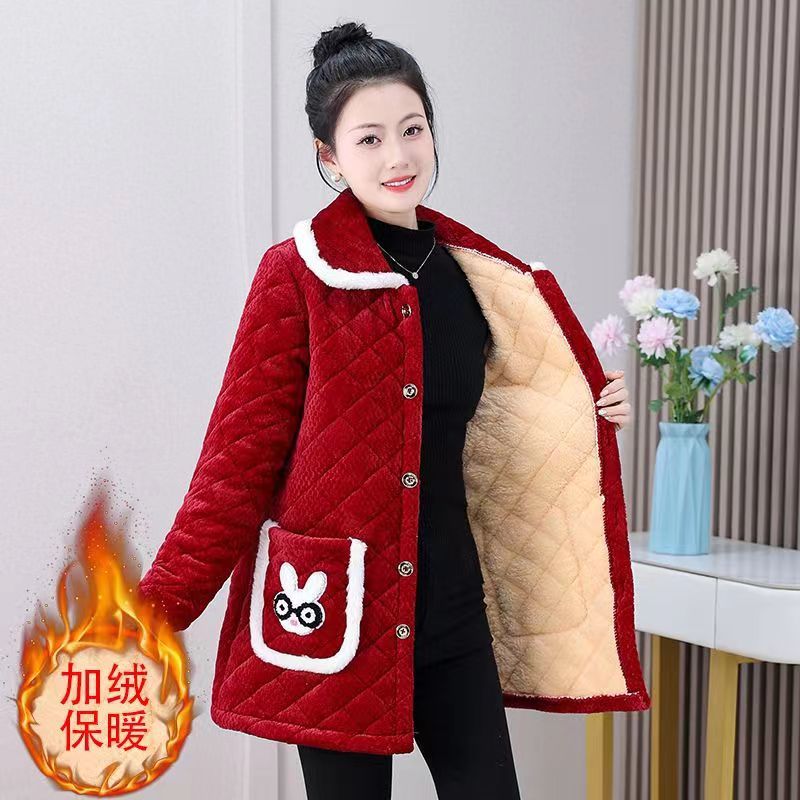 四川省服保暖罩衣外套加绒棉衣加厚冬季防寒棉服宽松大码冬季棉袄