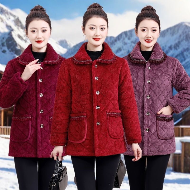 四川省省服新款大码棉衣棉服女外套保暖罩衣加绒加厚棉袄冬季大码