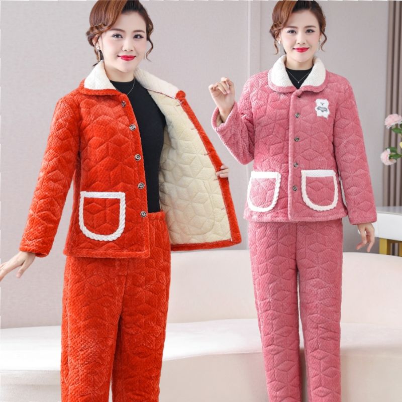 四川省省服中老年冬季新款睡衣棉袄妈妈套装加绒加厚保暖棉衣棉裤