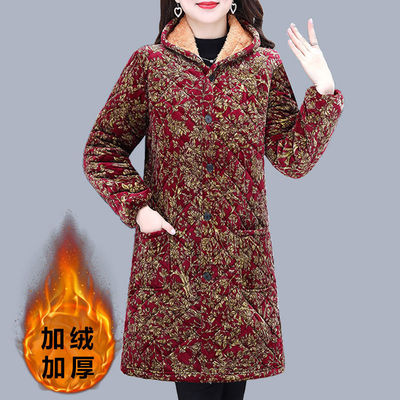 四川省省服中老年棉袄中长款加绒罩衣加厚围裙新款冬装大码棉服