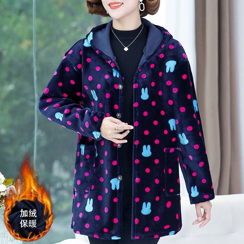 四川省服冬季法兰绒罩衣女矮个子罩衣新款妈妈时尚外套厨房罩衣女