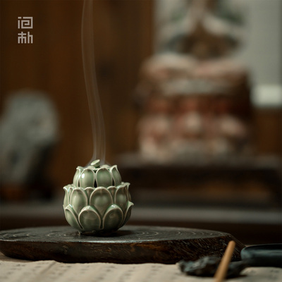 问朴越窑青瓷手工香炉雅器摆件