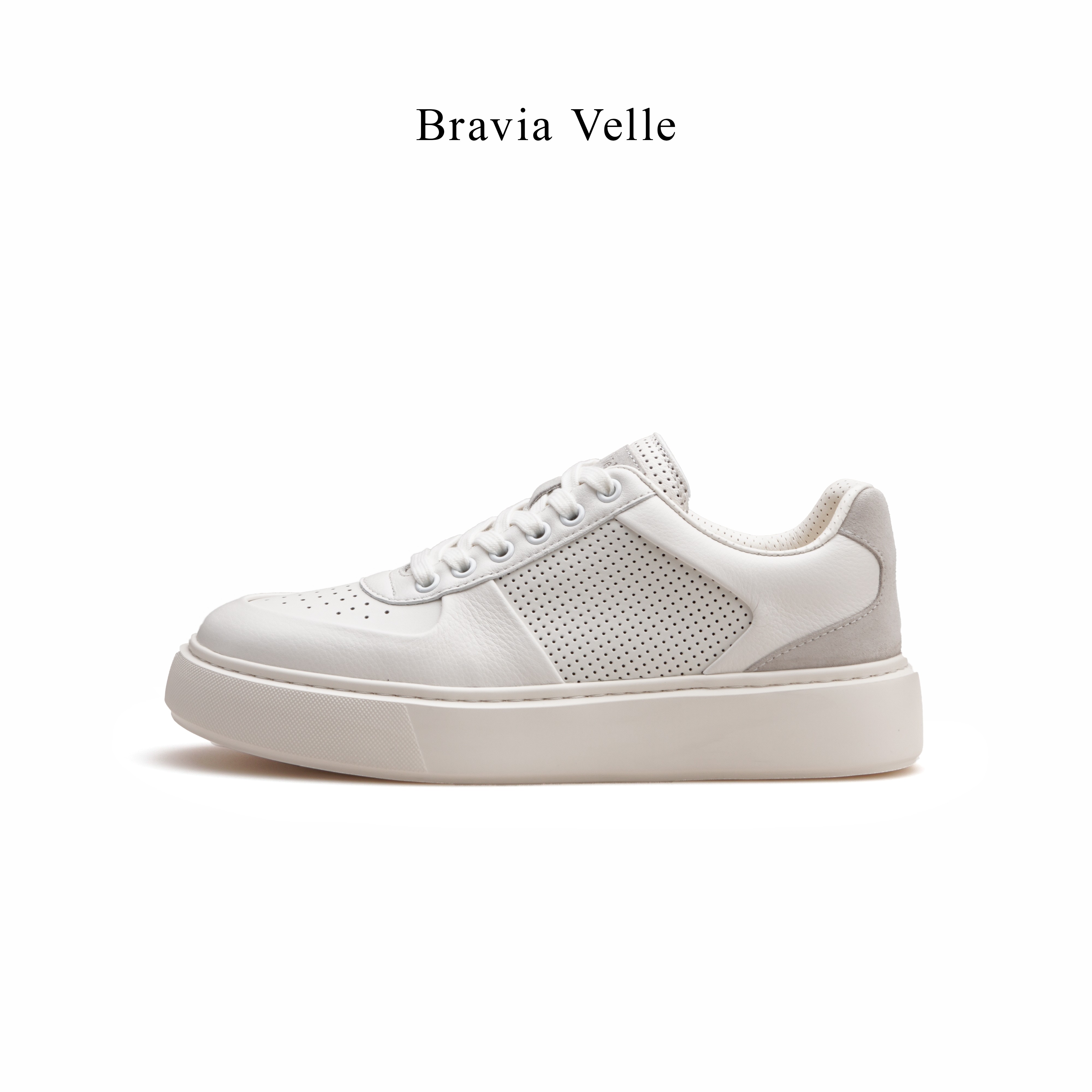 bravia velle九鱼胎牛皮男士系带轻便百搭低帮滑板鞋单鞋
