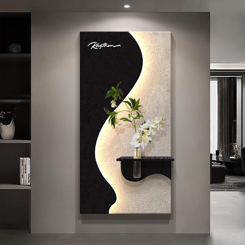 轻奢入户玄关装饰画画2025新款正对门高级感带灯挂画画走廊过道壁