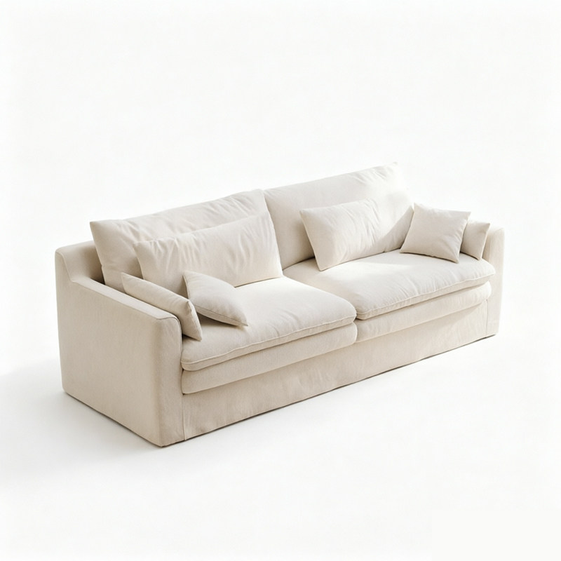 怀抱沙发棉麻布艺客厅小户型可拆洗法式奶油风白色三人风信子沙发