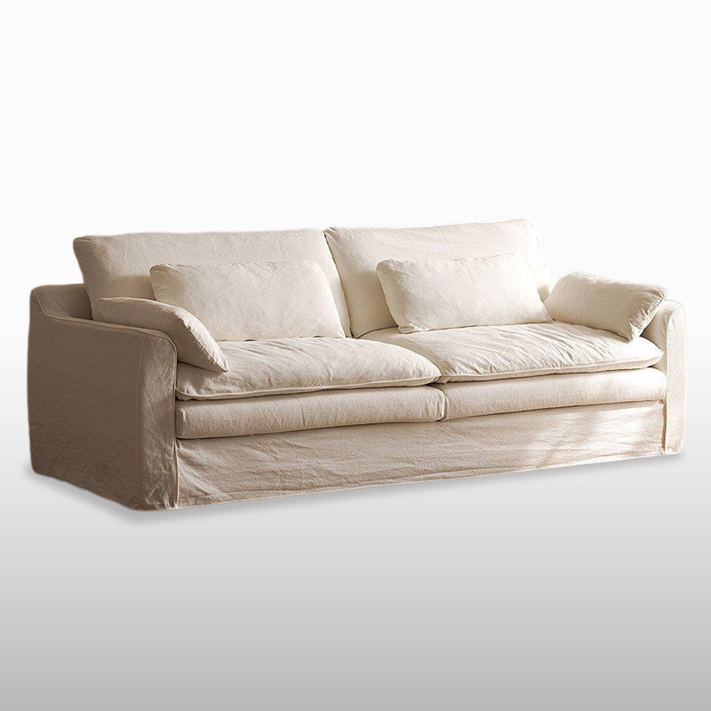 怀抱沙发棉麻布艺客厅小户型可拆洗法式奶油风白色三人风信子沙发