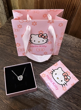 HelloKitty凯蒂猫纯银跳动的心镶钻项链女生锁骨链生日礼物送女友