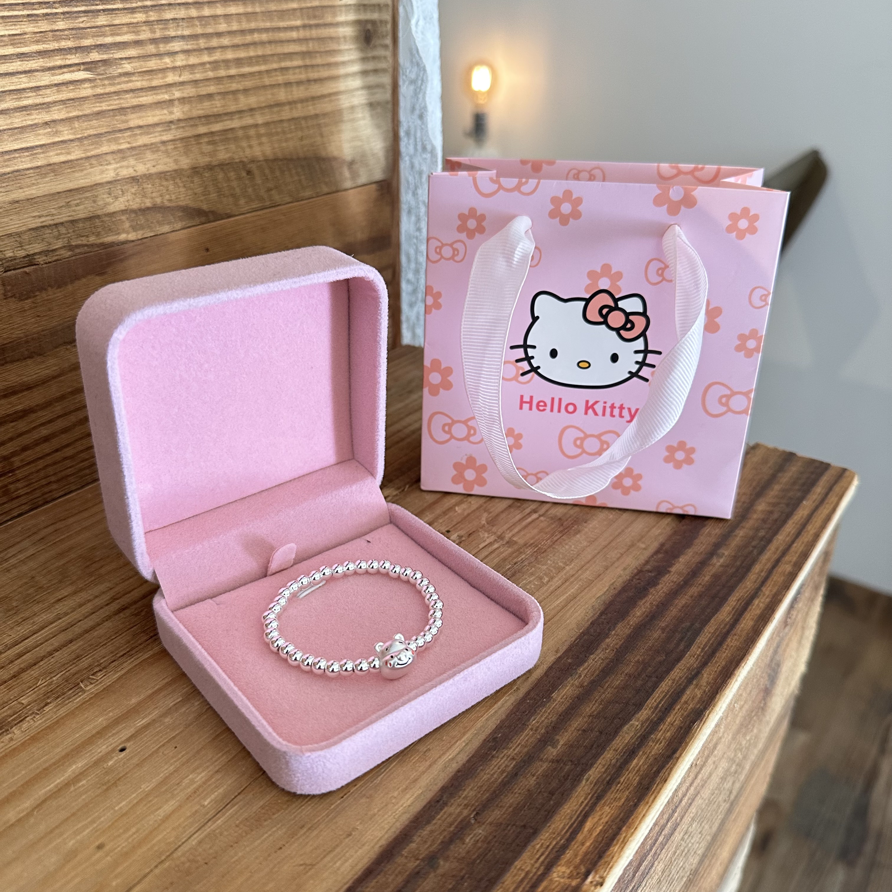 生日礼物999足银实心手链女生精致可爱维尼熊吊坠银手串儿童大人