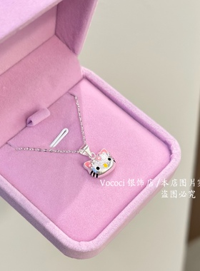 纯银十字链女Kitty项链