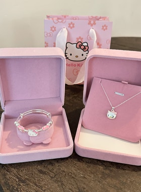 999足银KT猫手镯女可爱卡通KittyS925银项链儿童学生送人生日礼物