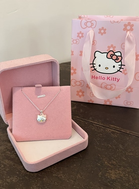 HelloKitty凯蒂猫吊坠纯银项链女生锁骨链甜美可爱生日礼物送女友