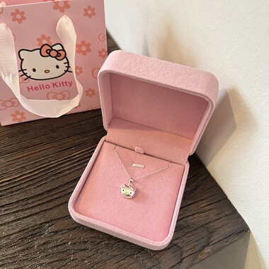 送女友情人节HelloKitty纯银项链女凯蒂猫甜美可爱锁骨链礼物首饰