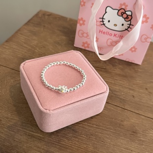 纯银手链女2025新款Kitty猫手串少女心银饰品送女生儿童生日礼物