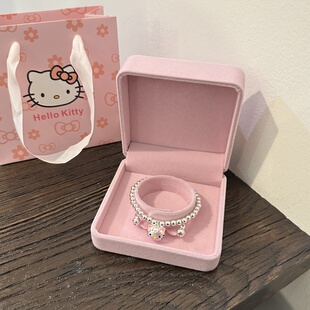 999纯银圆珠手链女俏皮可爱哈喽Kitty银吊坠手串儿童大人生日礼物
