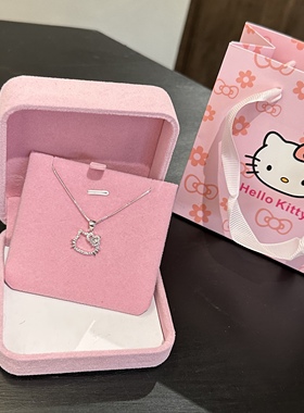 生日礼物Kitty猫纯银项链女生日韩轻奢kt银吊坠锁骨链送女友闺蜜