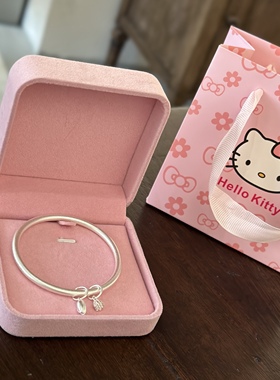 纯银999手镯女复古年轻款古法实心两世欢足银镯子送女友生日礼物