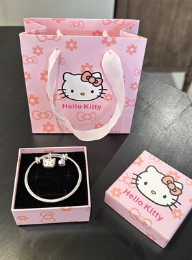 凯蒂猫S925纯银项链S999足银手镯女甜美可爱送闺蜜儿童生日礼物
