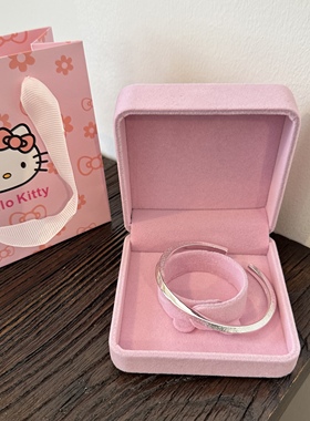 莫比乌斯999纯银手镯女款小众设计开口银手环送闺蜜女友生日礼物