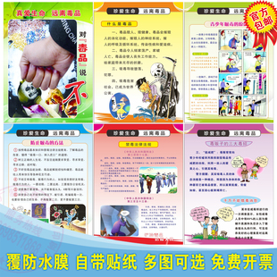 禁毒日宣传海报 校园法制教育挂画 毒品危害科普宣传展板宣教挂图