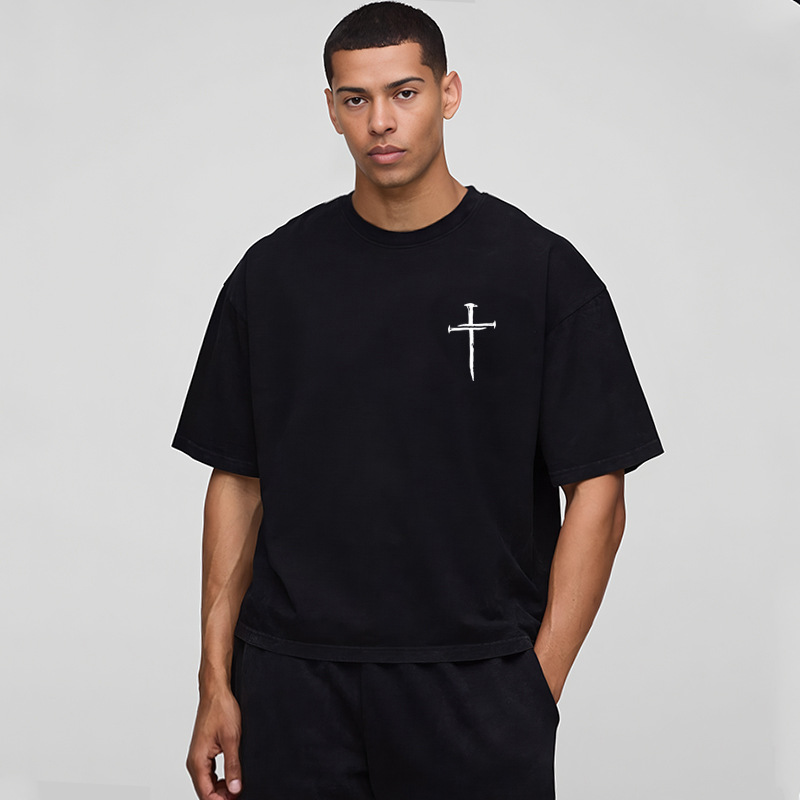 肌肉健身短款T恤240g宽松重磅