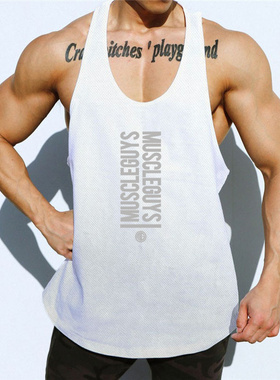 工字背心男夏季跨栏速干健身坎肩纯棉宽松大码运动两根筋无袖t恤