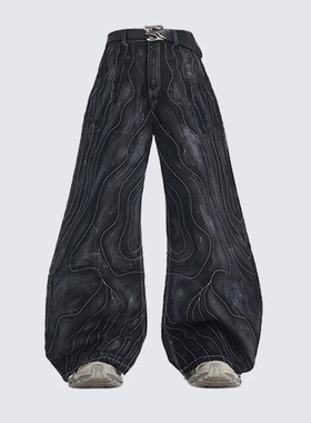 美式牛仔裤男士春夏高街喇叭欧美vibe风复古时尚微喇裤子