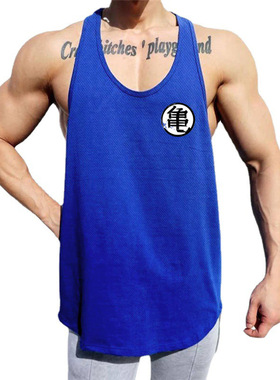 动漫龙珠gym tank top夏季肌肉健美健身跑步网眼运动背心坎肩男
