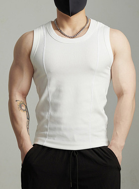 美式重磅无袖运动男士坎肩背心显大休闲健身透气肌理纹打底