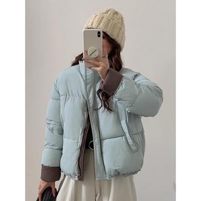 2025年冬季新款韩系短款羽绒服女款小个子立领加厚面包服棉服外套