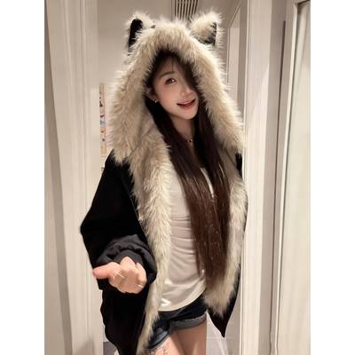 猫耳朵座山雕羽绒棉服女巨好看的棉衣派克服外套女款冬季2025新款