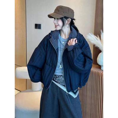 加厚夹棉外套女2025新款秋冬季韩版宽松短款小个子夹克上衣棒球服