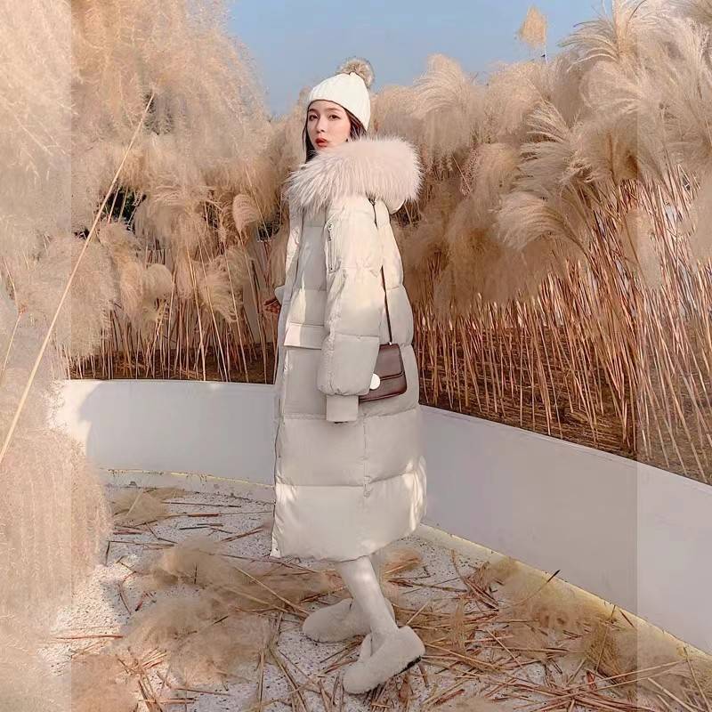 羽绒服女2025新款冬季韩版宽松加厚中长版过膝面 面包派克服棉衣