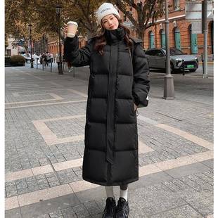 黑色长款羽绒服男女情侣冬季加厚2024年新款艺考中戏同款加长过膝