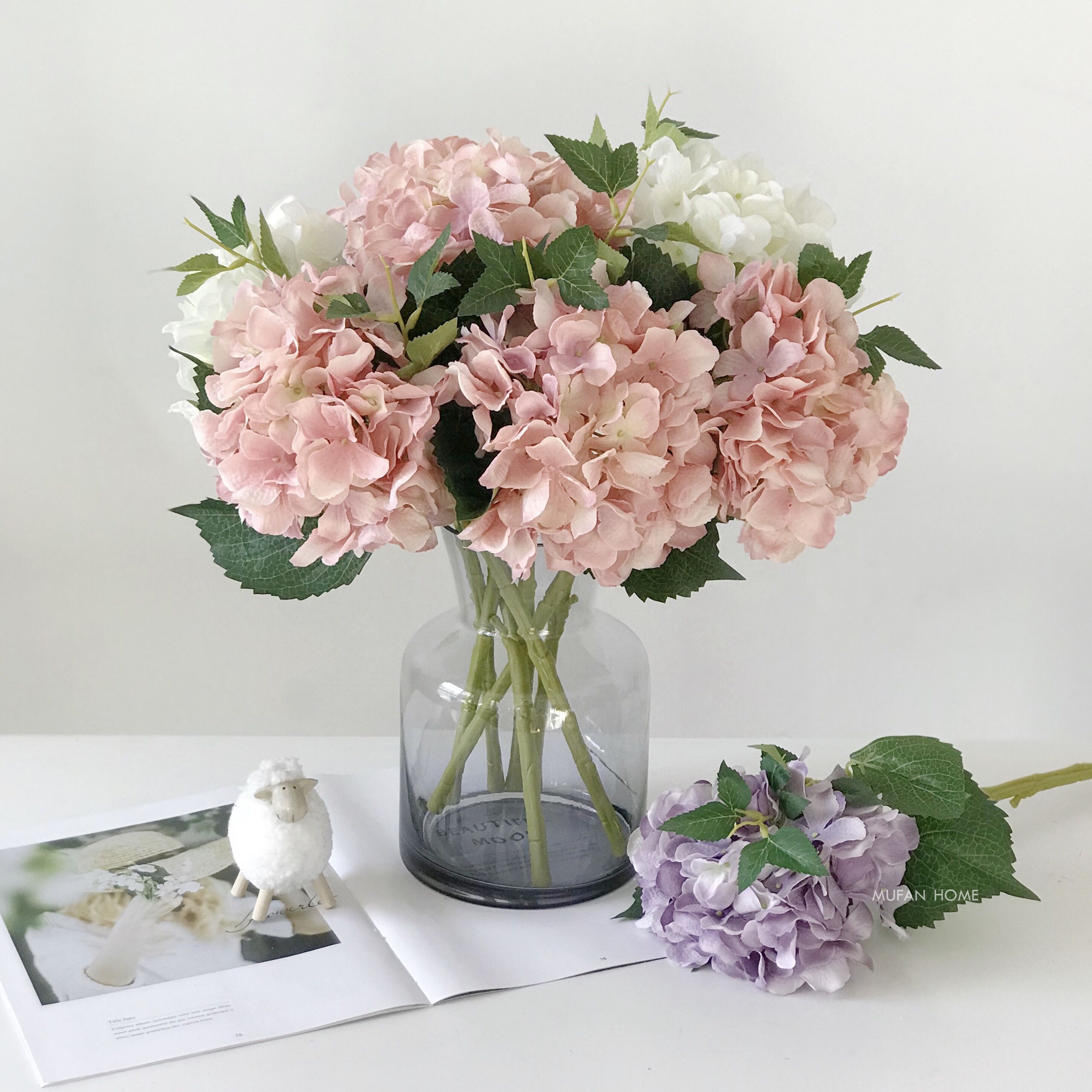 北欧仿真花大绣球花客厅餐桌假花插花装饰家居软装摆件婚庆花艺