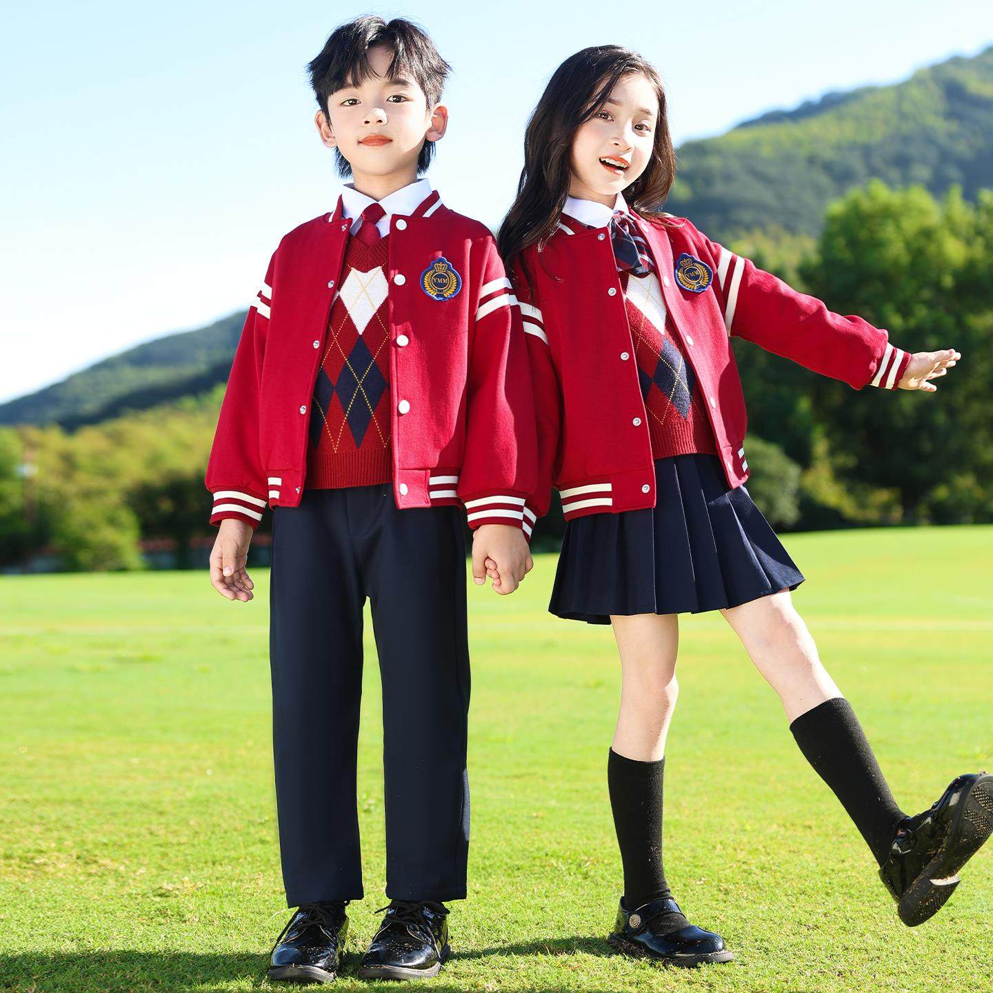 英伦学院风小学生校服套装棒球服