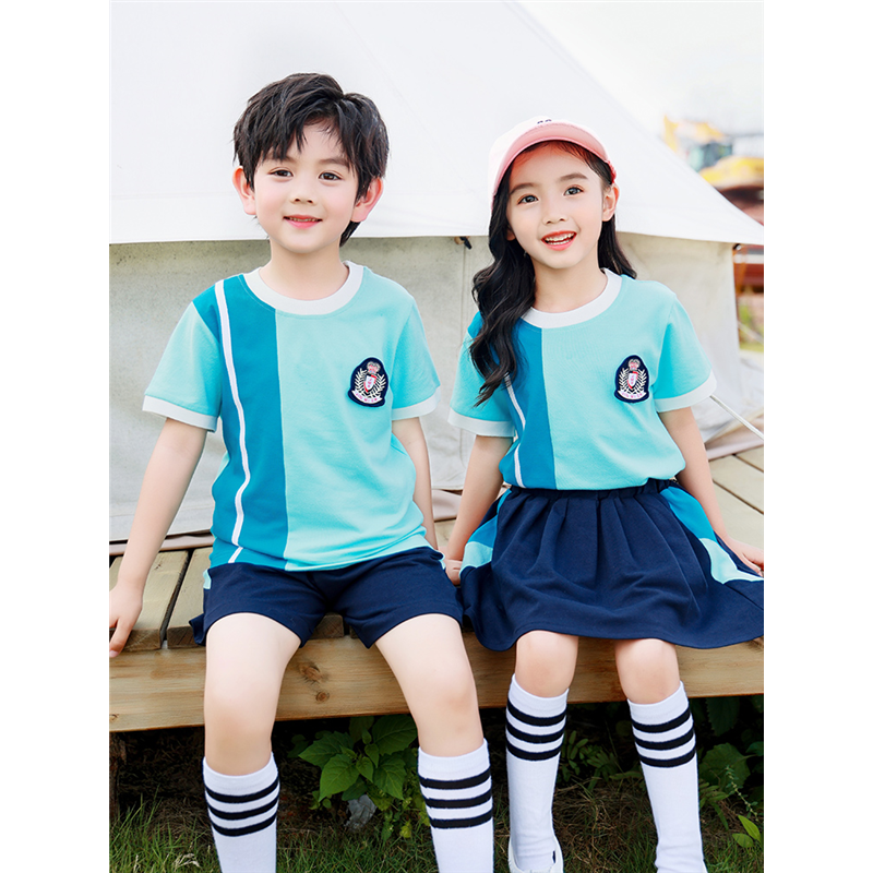 幼兒園園服夏裝學(xué)院風(fēng)純棉兒童班服短袖運動服夏季小學(xué)生校服套裝