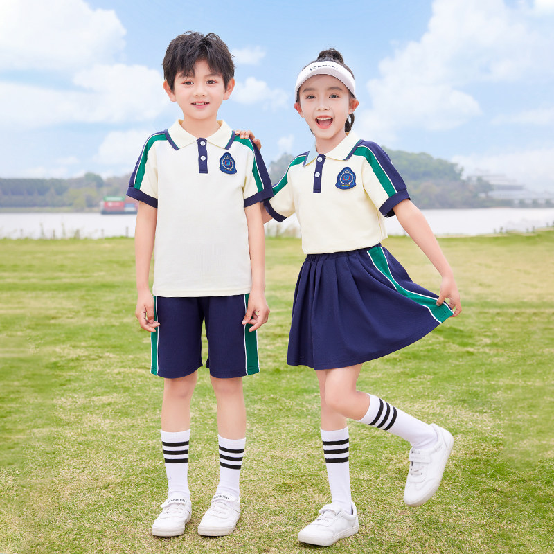 幼儿园园服夏装中小学生运动风班服套装一年级短袖夏季学院风校服