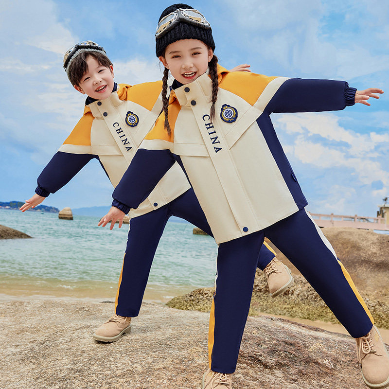 幼儿园园服春秋装冲锋衣小学生校服套装防风运动班服秋冬季三件套