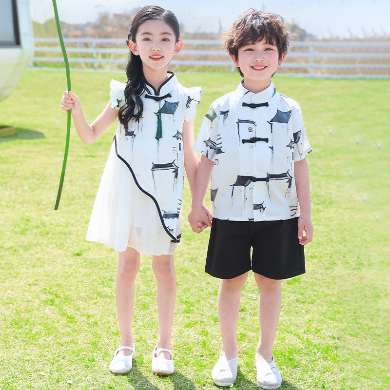 幼儿园园服小学生夏季套装六一儿童运动会开幕式啦啦队班服新中式