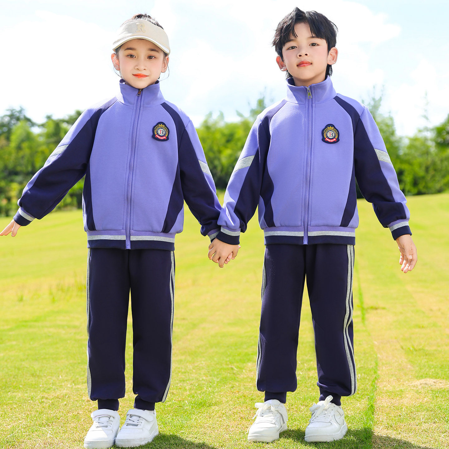 小学生班服套装春秋季紫色