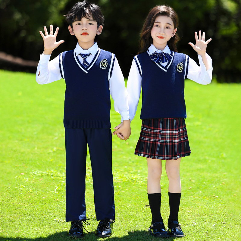 中小学生校服2025新款春秋班服套装学院英伦风衬衫西裤幼儿园园服